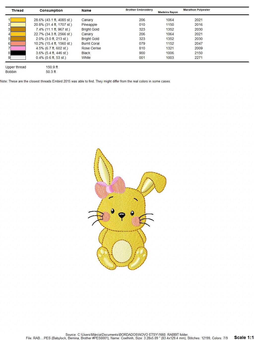 Bunny embroidery design - Rabbit embroidery designs machine embroidery pattern - Baby girl embroidery file - jef pes dst hus vip vp3 Easter Marcia Embroidery