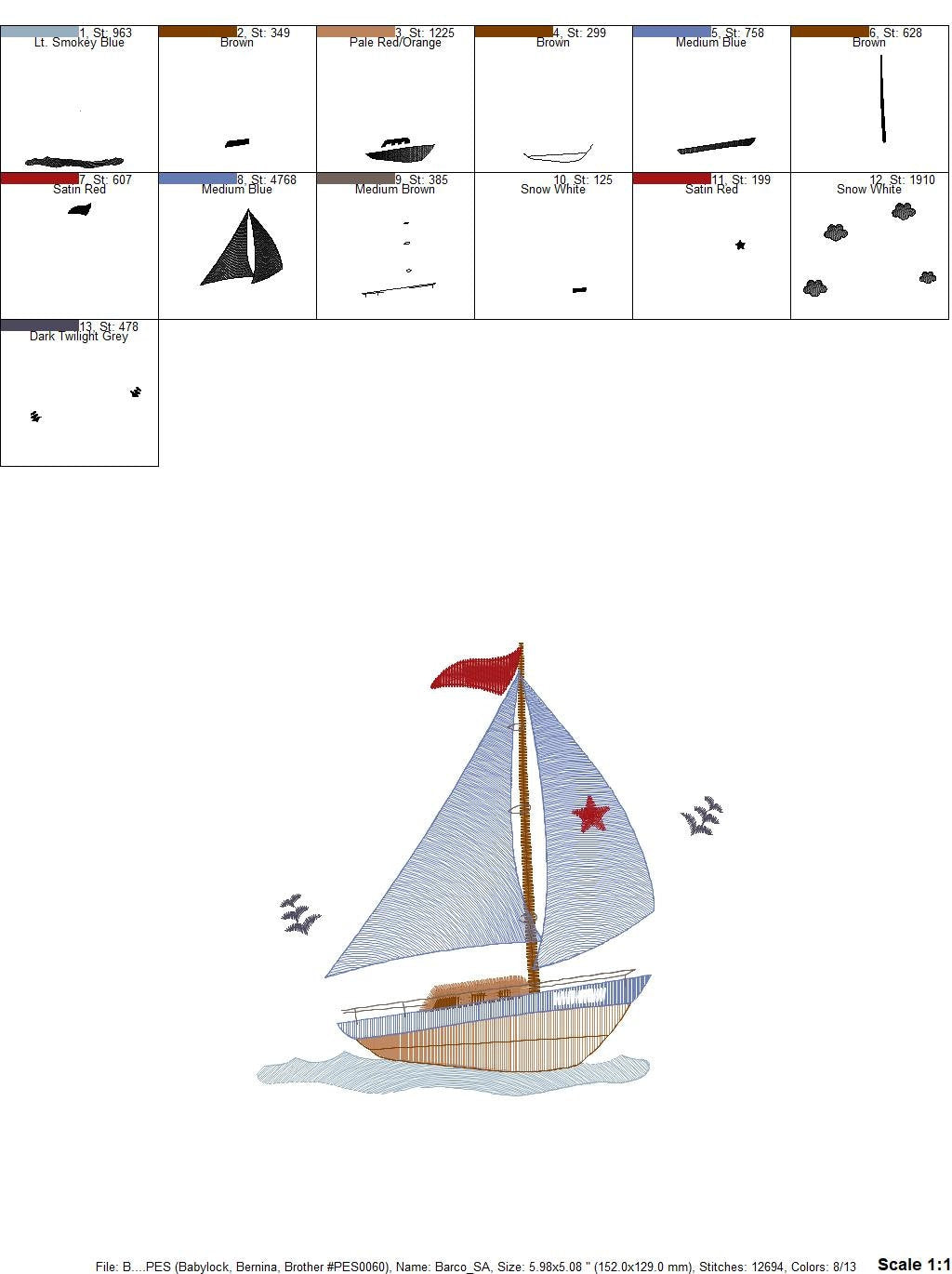 Boat embroidery designs - Sailboat embroidery design machine embroidery pattern - Nautical file instant download - Boat applique design boy Marcia Embroidery