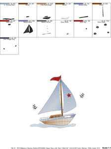 Boat embroidery designs - Sailboat embroidery design machine embroidery pattern - Nautical file instant download - Boat applique design boy