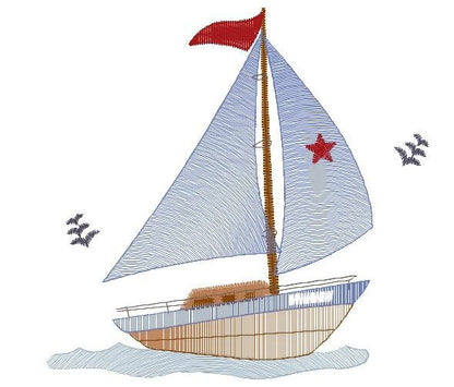Boat embroidery designs - Sailboat embroidery design machine embroidery pattern - Nautical file instant download - Boat applique design boy Marcia Embroidery