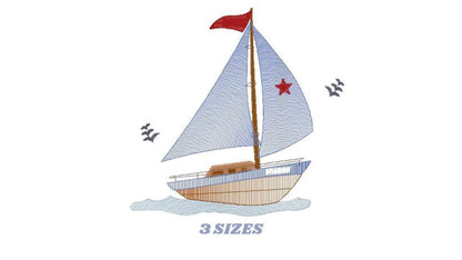 Boat embroidery designs - Sailboat embroidery design machine embroidery pattern - Nautical file instant download - Boat applique design boy Marcia Embroidery