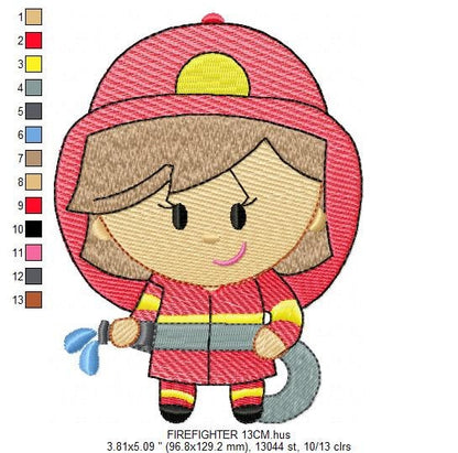 Firefighter embroidery designs - Firewoman embroidery design machine embroidery pattern - instant download - Fire embroidery digital file
