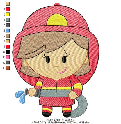 Firefighter embroidery designs - Firewoman embroidery design machine embroidery pattern - instant download - Fire embroidery digital file