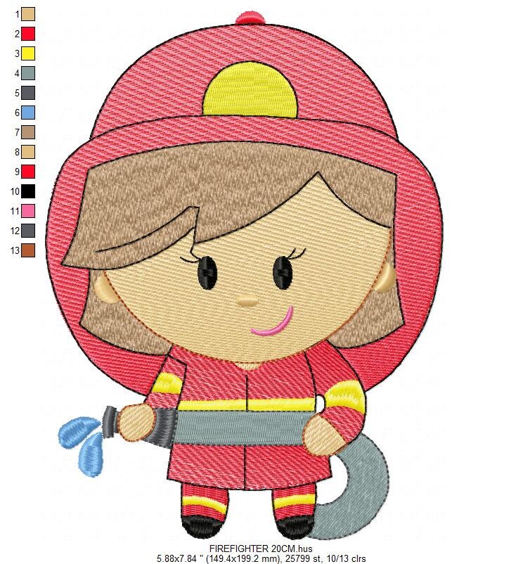 Firefighter embroidery designs - Firewoman embroidery design machine embroidery pattern - instant download - Fire embroidery digital file