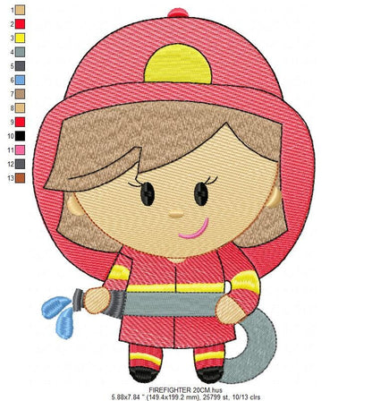 Firefighter embroidery designs - Firewoman embroidery design machine embroidery pattern - instant download - Fire embroidery digital file