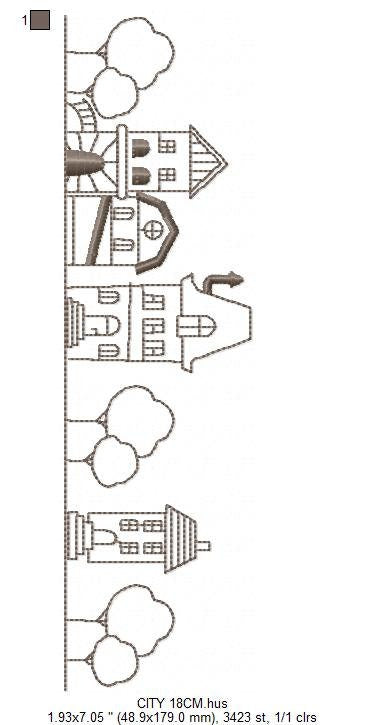City Skyline embroidery designs - Cities embroidery design machine embroidery pattern - Houses embroidery file - instant download designs