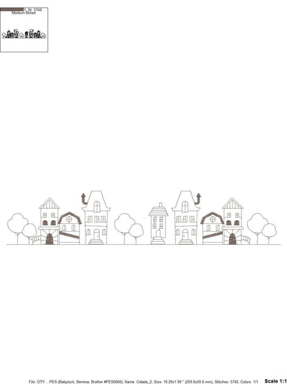 City Skyline embroidery designs - Cities embroidery design machine embroidery pattern - Houses embroidery file - instant download designs