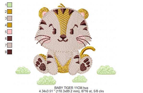 Tiger embroidery design - Animals embroidery designs machine embroidery pattern - Boy baby embroidery file - Tiger rippled design download Marcia Embroidery