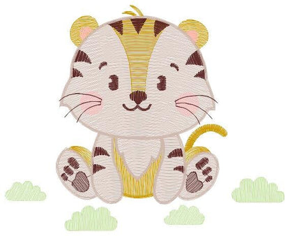 Tiger embroidery design - Animals embroidery designs machine embroidery pattern - Boy baby embroidery file - Tiger rippled design download Marcia Embroidery