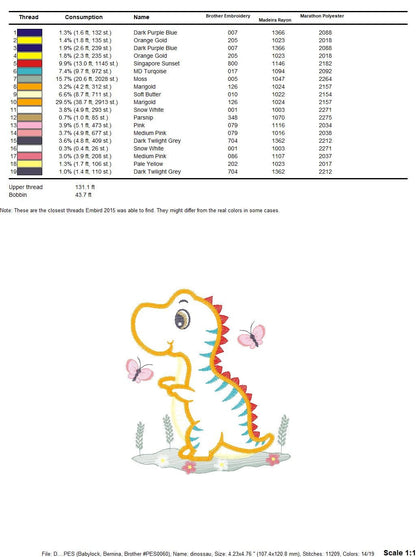 Dinosaur embroidery designs - Dino embroidery design machine embroidery pattern - instant download - Baby boy embroidery file T rex Applique