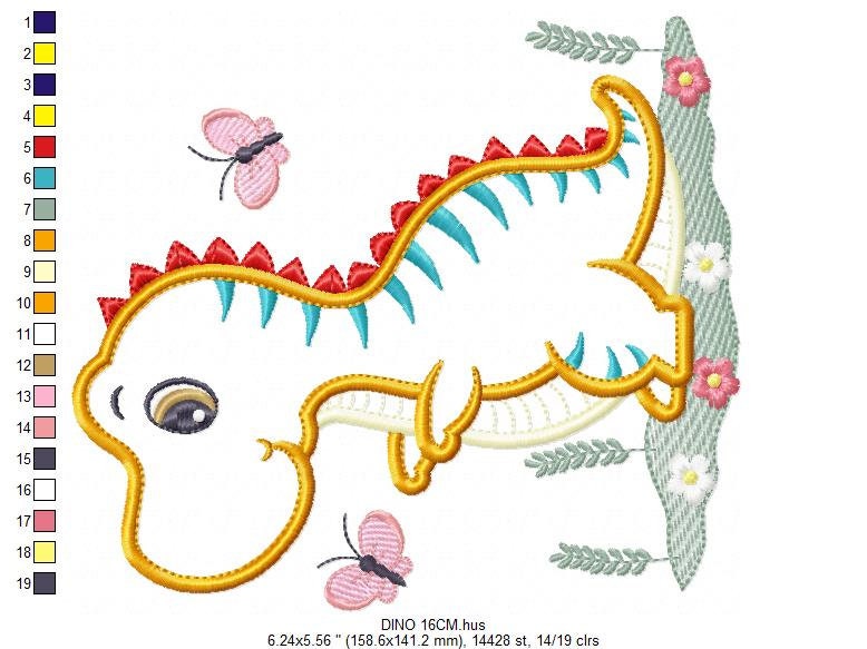 Dinosaur embroidery designs - Dino embroidery design machine embroidery pattern - instant download - Baby boy embroidery file T rex Applique