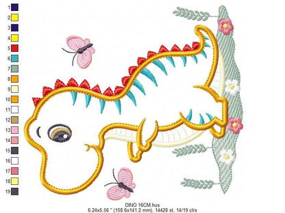 Dinosaur embroidery designs - Dino embroidery design machine embroidery pattern - instant download - Baby boy embroidery file T rex Applique