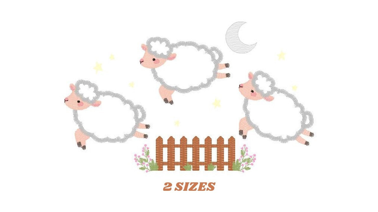Sheep embroidery design - Lamb embroidery designs machine embroidery pattern - Baby boy embroidery file - counting sheep applique embroidery