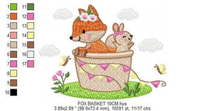 Fox embroidery designs - Red Fox embroidery design machine embroidery pattern - Animal embroidery file - Rabbit Bunny baby pes jef vp3 hus