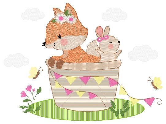 Fox embroidery designs - Red Fox embroidery design machine embroidery pattern - Animal embroidery file - Rabbit Bunny - instant download