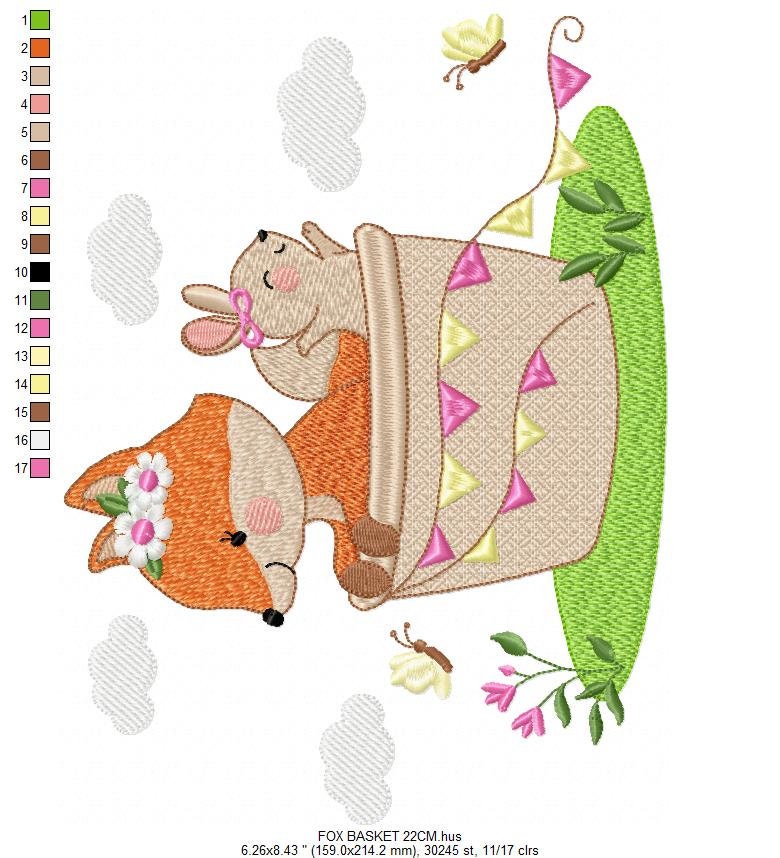 Fox embroidery designs - Red Fox embroidery design machine embroidery pattern - Animal embroidery file - Rabbit Bunny - instant download