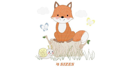 Fox embroidery designs - Red Fox embroidery design machine embroidery pattern - Animal embroidery file - Snail baby boy design pes jef vp3