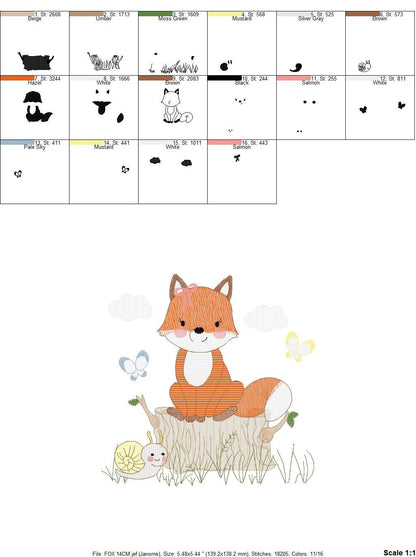 Fox embroidery designs - Red Fox embroidery design machine embroidery pattern - Animal embroidery file - Snail baby girldesign pes jef vp3 Marcia Embroidery