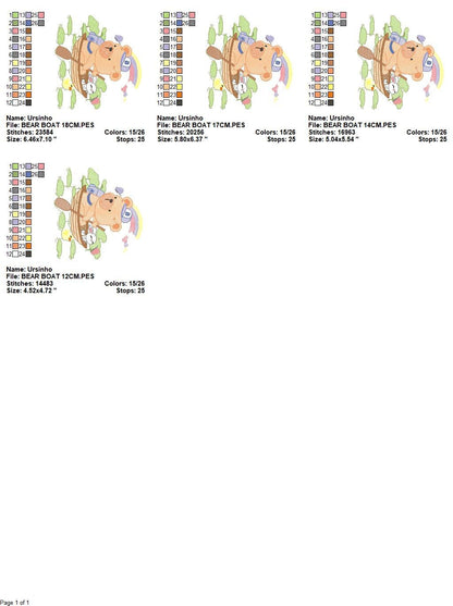 Camping Bear embroidery designs - Sailor bear embroidery design machine embroidery pattern - Boat embroidery file - instant download pes jef Marcia Embroidery