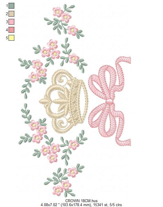 Crown embroidery designs - Laurel Wreath with Crown embroidery design machine embroidery pattern - newborn embroidery file crown design