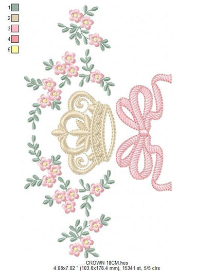 Crown embroidery designs - Laurel Wreath with Crown embroidery design machine embroidery pattern - newborn embroidery file crown design