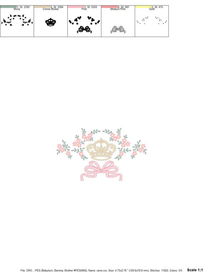Crown embroidery designs - Laurel Wreath with Crown embroidery design machine embroidery pattern - newborn embroidery file crown design