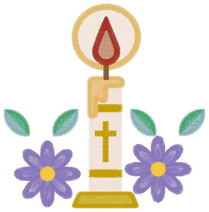 Holy candle embroidery designs - Communion Eucharist machine embroidery pattern - Religious Catholic file - Instant digital download pes jef
