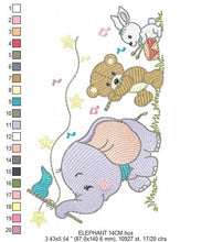 Load image into Gallery viewer, Animal band embroidery designs - Musical animals embroidery design machine embroidery pattern -  Elephant embroidery file - Bear and Rabbit
