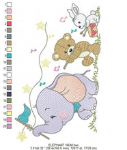 Charger l&#39;image dans la galerie, Animal band embroidery designs - Musical animals embroidery design machine embroidery pattern -  Elephant embroidery file - Bear and Rabbit
