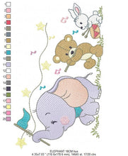 Load image into Gallery viewer, Animal band embroidery designs - Musical animals embroidery design machine embroidery pattern -  Elephant embroidery file - Bear and Rabbit
