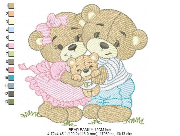 Bear embroidery designs - Family embroidery design machine embroidery pattern - Bear family embroidery file - Baby boy embroidery download
