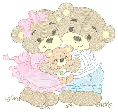 Bear embroidery designs - Family embroidery design machine embroidery pattern - Bear family embroidery file - Baby boy embroidery download