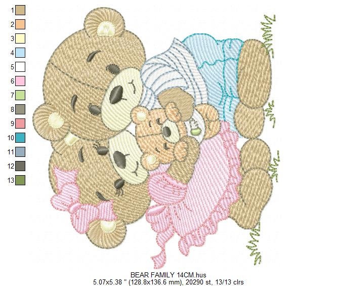 Bear embroidery designs - Family embroidery design machine embroidery pattern - Bear family embroidery file - Baby boy embroidery download
