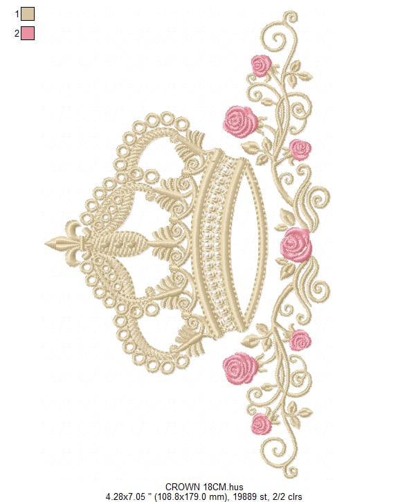Crown embroidery designs - Laurel Wreath with Crown embroidery design machine embroidery pattern - newborn embroidery file crown design