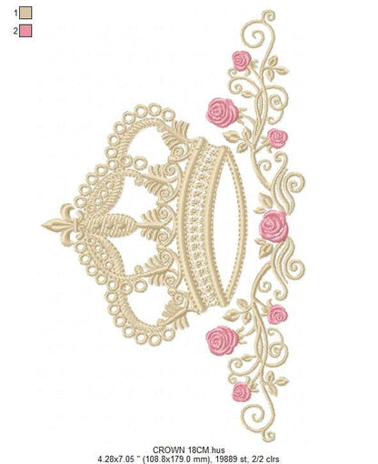 Crown embroidery designs - Laurel Wreath with Crown embroidery design machine embroidery pattern - newborn embroidery file crown design