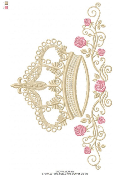 Crown embroidery designs - Laurel Wreath with Crown embroidery design machine embroidery pattern - newborn embroidery file crown design