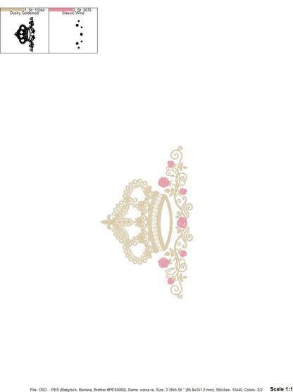 Crown embroidery designs - Laurel Wreath with Crown embroidery design machine embroidery pattern - newborn embroidery file crown design