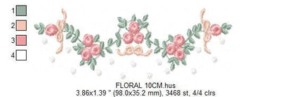 Flowers embroidery designs - Roses embroidery design machine embroidery pattern - Entwined roses embroidery file - instant download towel