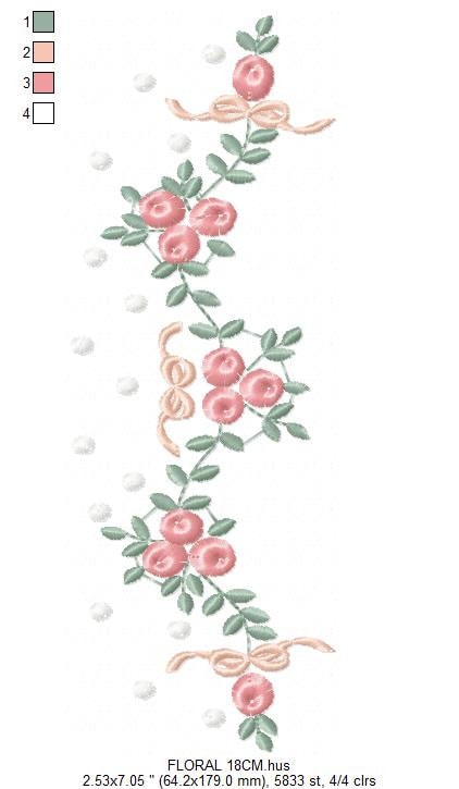 Flowers embroidery designs - Roses embroidery design machine embroidery pattern - Entwined roses embroidery file - instant download towel