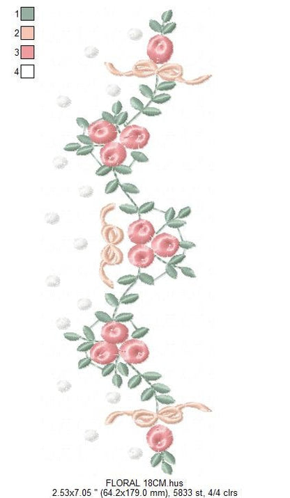 Flowers embroidery designs - Roses embroidery design machine embroidery pattern - Entwined roses embroidery file - instant download towel