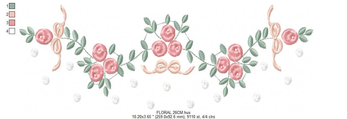 Flowers embroidery designs - Roses embroidery design machine embroidery pattern - Entwined roses embroidery file - instant download towel