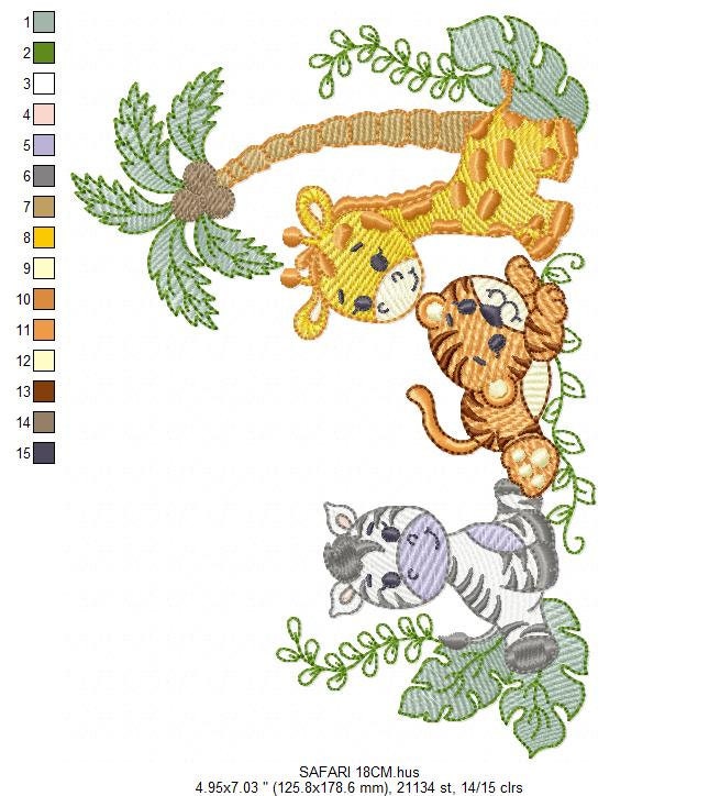 Safari embroidery designs - Animals embroidery design machine embroidery pattern - Giraffe embroidery file - zebra embroidery tiger design Marcia Embroidery