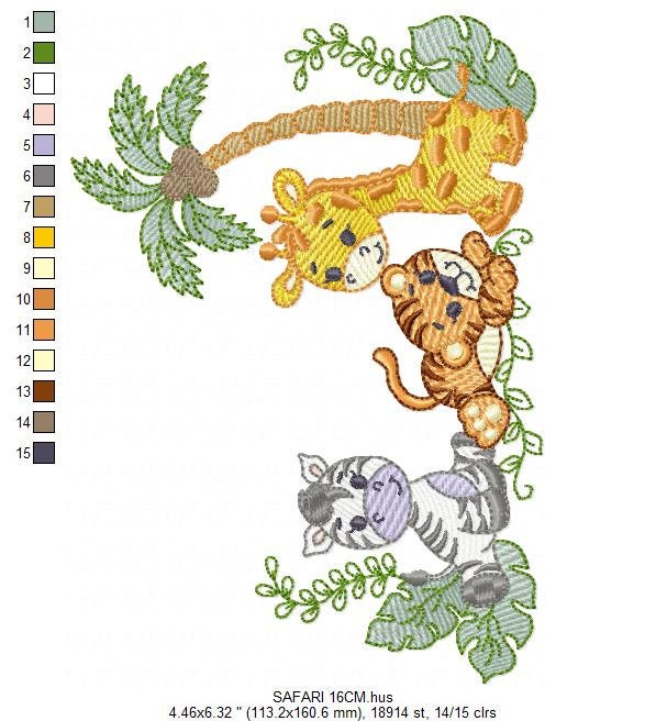 Safari embroidery designs - Animals embroidery design machine embroidery pattern - Giraffe embroidery file - zebra embroidery tiger design Marcia Embroidery