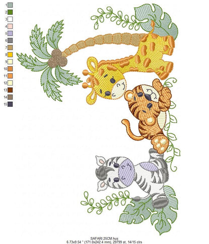 Safari embroidery designs - Animals embroidery design machine embroidery pattern - Giraffe embroidery file - zebra embroidery tiger design Marcia Embroidery
