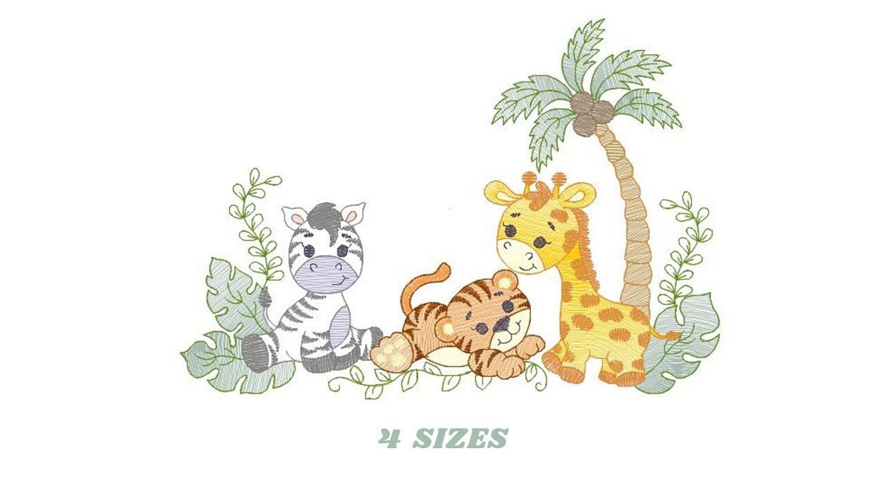 Safari embroidery designs - Animals embroidery design machine embroidery pattern - Giraffe embroidery file - zebra embroidery tiger design Marcia Embroidery