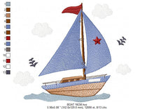 Carica l&#39;immagine nel visualizzatore di Gallery, Boat embroidery designs - Sailboat embroidery design machine embroidery pattern - Nautical file instant download - Boat applique design boy
