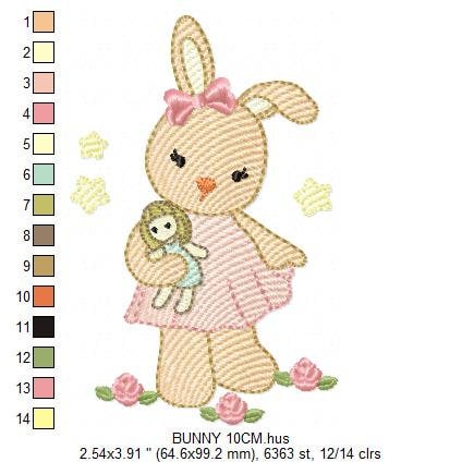 Bunny embroidery design - Rabbit embroidery designs machine embroidery pattern - Baby girl embroidery file - Animal embroidery pes jef hus Marcia Embroidery