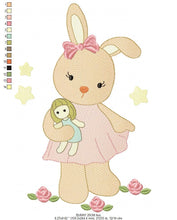 Carica l&#39;immagine nel visualizzatore di Gallery, Bunny embroidery design - Rabbit embroidery designs machine embroidery pattern - Baby girl embroidery file - Animal embroidery pes jef hus
