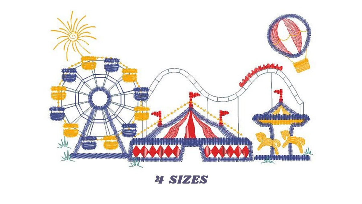 Fun park embroidery design - Fair embroidery designs machine embroidery pattern - Festival embroidery file - Circus instant download pes jef