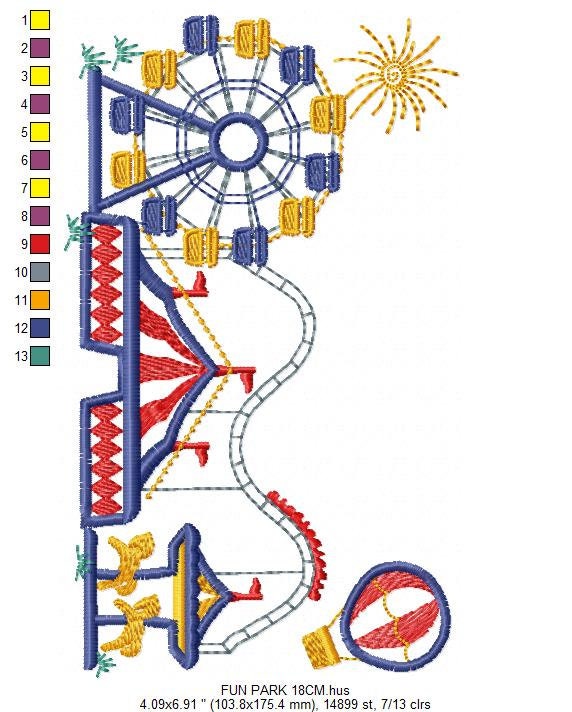 Fun park embroidery design - Fair embroidery designs machine embroidery pattern - Festival embroidery file - Circus instant download pes jef